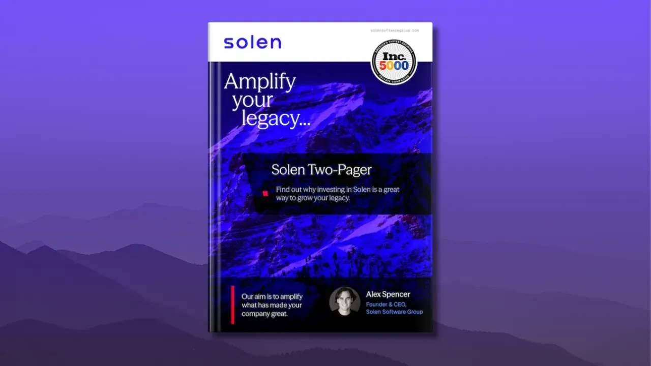 Book cover with Solen branding